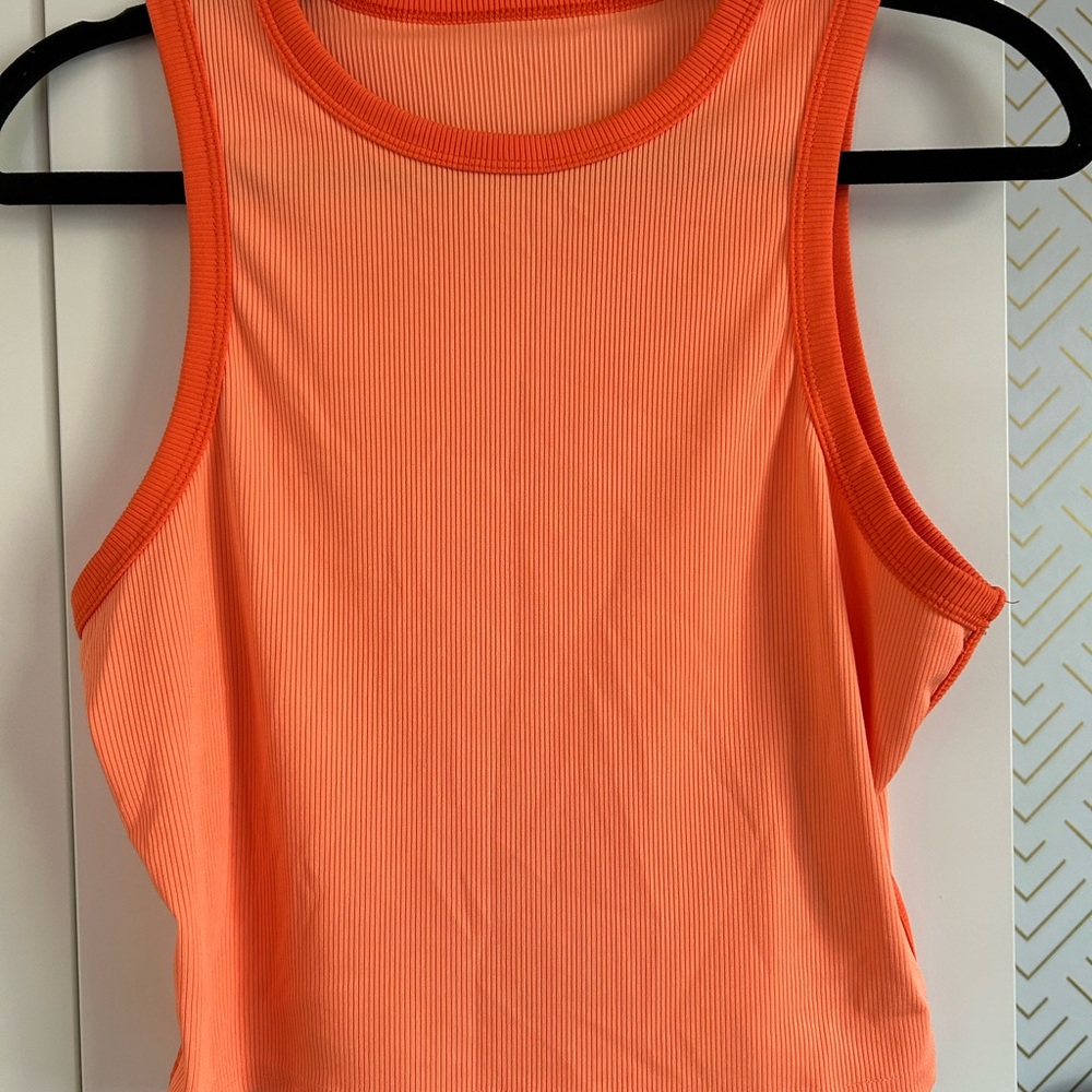 SHEIN Vibrant Orange Ribbed Tank Top